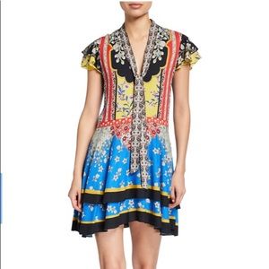 Alice + Olivia Moore Floral Tie-Neck Layered Tunic